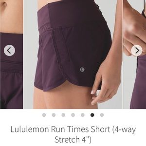 Lululemon run times shorts 4” size 4 dark cherry